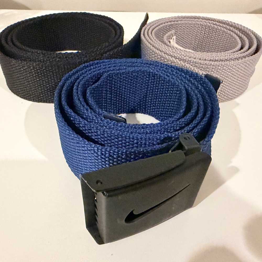 Men's Black, Blue, and Gray Belt Set